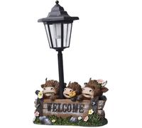 Figurine Animale de la Lampe Solaire de Vache Jardin, Sculpture de résine de résine de décoration extérieure pour Patio