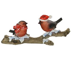 Figurine animale oiseaux sur tronc d'arbre 10 x 23 x 8 cm - Statue d'automne - Décoration d'hiver - Couronne de l'Avent - Accessoires - Couronne de l'Avent - Figurine d'oiseau - Statue d'oiseau -