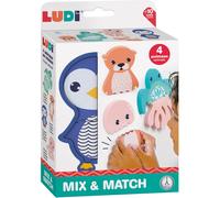 Ludi - Jouet de bain Mix & Match - 4 animaux mousse interchangeables - Dès 10 mois