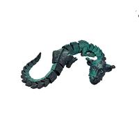 Figurine articulée chien dragon XL - 45 cm de long - Tons noir et vert brillant avec écailles - Bouche articulée - Dragon souple à collectionner - Lucky Dragon