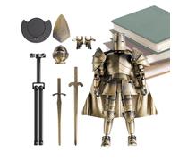 Figurine articulée de chevalier médiéval entièrement mobile avec tête rotative à 360°, design flexible réaliste, idéale pour un bureau, une table à manger, 14 x 13,2 cm, rouge, jaune, argent