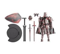 Figurine articulée de chevalier médiéval entièrement mobile avec tête rotative à 360°, design flexible réaliste, idéale pour un bureau, une table à manger, 14 x 13,2 cm, rouge, jaune, argent