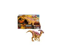 Figurine articulée dinosaure Parasaurolophus de Mattel Jurassic World Wild Roar avec lumière et rugissement de la colonne vertébrale, jouet mobil