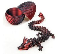Figurine articulée en 3D de dragon avec œuf de dragon, figurine de dragon arc-en-ciel en cristal, modèle de dragon flexible et poseable, décor de bureau iridescent de dragon fantastique à