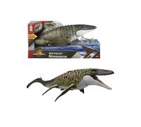 Mattel Figurine articulée Mosasaurus – fonction Mordre et recracher + mini Dilophosaurus – Vert