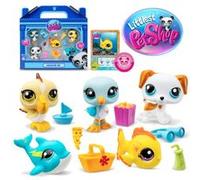 Littlest Pet Shop - Collector Set Thème Plage - 5 Animaux et Accessoires - Licence Officielle - Coffret Jouet Animaux Mignons - Mini Figurines - Jouet Enfant 4 Ans et + - BF00517