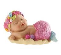 figurine baptême fille petite sirène 10 cm - dekora 310133 Rose G