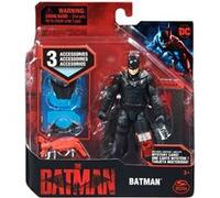 DC Comics – Figurine articulée Batman (The Batman Le Film) – 10 cm, 3 accessoires, 1 carte – 3 ans+