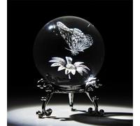 Figurine Boule Décorative En Cristal Étoilé Gravé Au Laser 3d, Sphère De Verre De 60mm, Presse-Papier Avec Support, Décoration Artistique, Artisanat F