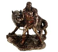 Figurine bronzée d’une scène de la mythologie germanique Le dieu Tyr capture le loup Fenrir