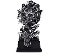Figurine buste de lion en résine de 31,8 cm | Sculpture d'animal de collection pour décoration de maison et de bureau | Affichage décoratif de bureau pour homme (argent, taille unique)