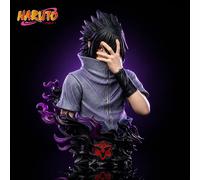 Figurine buste Naruto Uchiha Sasuke de 14 cm, Mangekyou Sharingan, marque de malédiction, effet flamme violette, statue en PVC haute définition H no box