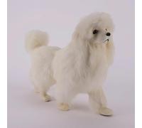 Figurine Caniche réaliste, Peluche Caniche Blanche, modèle de Chien réaliste, Animal de(C 36CM)