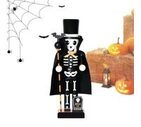 Figurine casse-noisette en bois 25 cm Décoration tête de mort | Casse-noisette effrayant squelette pour vacances, automne, Thanksgiving, intérieur, table, maison, cuisine, appartement