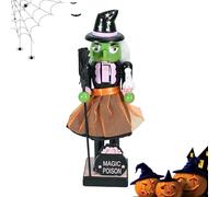 Figurine casse-noisette en bois pour Halloween, 25 cm, décoration d'Halloween pour fenêtre, étagère, bureau (sorcière)