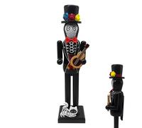 Figurine Casse-Noisette Halloween - Statue Casse-Noisette de 36 cm | Statue en bois avec guitare, fleurs et bougies | Cadeau festif inspiré du ballet Casses-Noisettes pour Halloween et le Día de los M