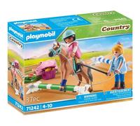 Figurine cavalière et cheval avec monitrice Playmobil Marron 14,2x1,7x18,7 cm