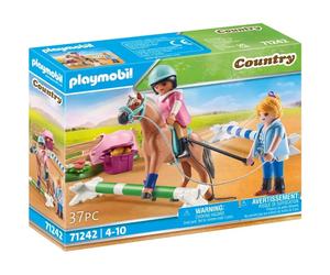 Figurine cavalière et cheval avec monitrice Playmobil Marron 14,2x1,7x18,7 cm