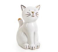 Figurine Chat à Poser: Statuette Porcelaine, décoration intérieur, Objet déco Blanc Or, idée Cadeau Chats, Figurine déco Maison, Sculpture élégante, 13,5 x 10 cm