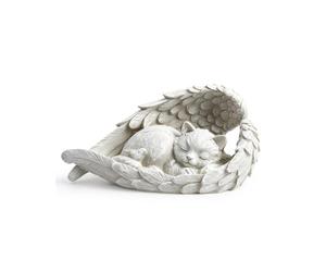 Figurine Chat Ange 23,8 cm, Pierre Tombale pour Chat, Souvenir de Chat, Décoration de Jardin et Maison, Statue Chat Météo-Résistante, Cadeau de Deuil pour Amoureux des Chats