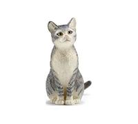 Figurine Chat Assis - SCHLEICH - 13771 - Mixte - Gris - Enfant - Intérieur - A partir de 3 ans