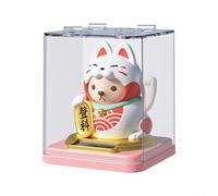 Figurine chat porte-bonheur automatique à détection de lumière pour décoration de maison ou de bureau à énergie solaire (E)