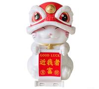Figurine chat porte-bonheur dansant solaire pour décoration d'intérieur, apporte chance et gaieté à n'importe quel décor (rouge)
