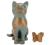 Figurine Chat Résine Statue Chat Assis Décoration Jardin Pelouse Extérieur, Sculpture Vintage Chic pour Amoureux des Chats, Ornement Extérieur Durab