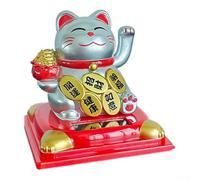 Figurine chat solaire automatique agitant un symbole de chance et de prospérité pour n'importe quel décor (argent)