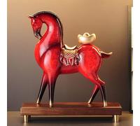 Figurine Cheval En Résine for Votre Année Du Zodiaque, Œuvre D'art Luxe Sur Le Thème Du Cheval Selon Le Zodiaque Chinois, Décoration for Le Salon Ou L'entrée(Red,Style B)