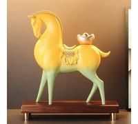Figurine Cheval En Résine for Votre Année Du Zodiaque, Œuvre D'art Luxe Sur Le Thème Du Cheval Selon Le Zodiaque Chinois, Décoration for Le Salon Ou L'entrée(Yellow,Style B)