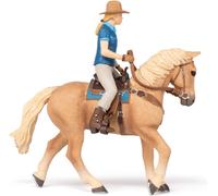 Figurine Cheval Western Et Sa Cavalière Beige TU