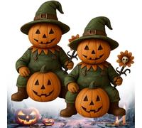 Figurine citrouille Man - Décoration d'Halloween - Adorable épouvantail effrayant à tête de citrouille - Pour table, cheminée, bibliothèque, entrée - Décoration d'Halloween (2)