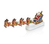 Figurine clignotante LED Père Noël et traîneau avec 8 rennes, décoration de 34 cm de long