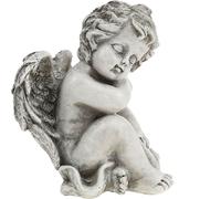 Figurine commémorative ange dormant en gris, résistant aux intempéries, polyrésine, 16cm, set de 2 pour décoration de tombe & fleurs de deuil
