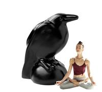 Figurine corbeau en - Élégante décoration en obsidienne | Statue d'oiseau faite à la main en forme de corbeau | Sculpture d'oiseau en pierre naturelle à collectionner et