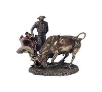 Figurine Corrida Résine : Taureau et Torero, Finition Antic Line, L 18 cm