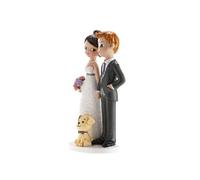 figurine couple de mariés avec chien 16cm - 305104
