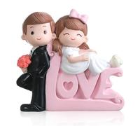Figurine Couple de Mariés, Ornement Doux Amoureux - Décoration de Gâteau, Décoration de Voiture pour Mariage et Saint-Valentin