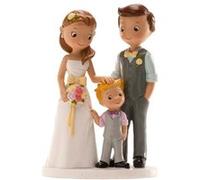 figurine couple mariés avec garçon 16cm - dekora 305081 Multicolore G