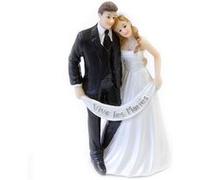 figurine couple mariés banderole vive mariés 13cm - Coloris : Blanc - SUJ4968 Blanc G