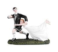 Figurine Couple Rugby, Décoration de Gâteau Mariage Romantique en Résine 15cm Statuette Mariée Marié pour Cadeau Anniversaire Saint-Valentin
