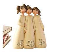Figurine D’amitié - Statue De Sœurs En Résine Peinte À La Main | Cadeaux De Meilleur Ami Pour L'amitié Des Femmes, Ornement De Bureau Avec Doubles Ailes, Double Bouquet De Trois Filles, Souvenir D'ann