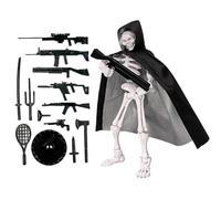 Figurine d'action crâne - Articulation multi-articulations, squelette en résine haute densité, ornement de bureau gothique mobile, sculpture de robe à capuche en tissu | Mannequin interactif pour