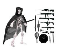 Figurine d'action crâne - Figurine de jouet positif, statue de rassemblement de collection | Décoration d'Halloween pour la maison - Figurine de crâne avec cloak Battle Tool Designs pour les