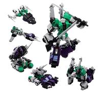 Figurine d'action Déformable 6 en 1 Sixshot Toys Modèle d'avion Chasseur À Réaction Robot Jouets for Garçons Et Filles Décorations de Bureau Cadeaux d'anniversaire de Vacances(Green White)