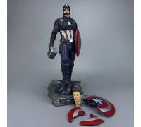 Figurine d'action Marvel Captain America à double tête de 43 cm, statue périphérique du film Avengers, décoration de bureau, cadeau pour hommes A