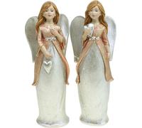 Figurine d'ange ange gardien Décoration de Noël avec coeur, Figurine de décoration Idée cadeau, Statue d'ange 19cm Set 2pc