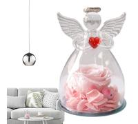 Figurine d'ange avec rose | préservée en figurines d' en verre cadeaux | Eternal Flower Gift pour Noël, mariage, anniversaire, Thanksgiving