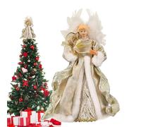 Figurine d'ange, décoration de sapin de Noël, en dentelle, avec ailes en plumes blanches, délicates, élégantes